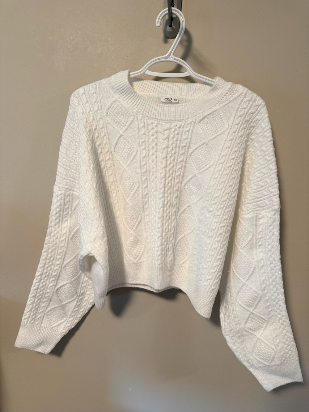 Ardene White Cable Knit Crewneck Sweater